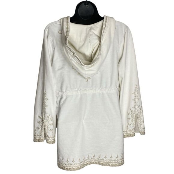 Lucky Brand Y2K Hoodie Women S/M Embroidered Boho V Neck Sweatshirt Beachy 2000s - Picture 10 of 16